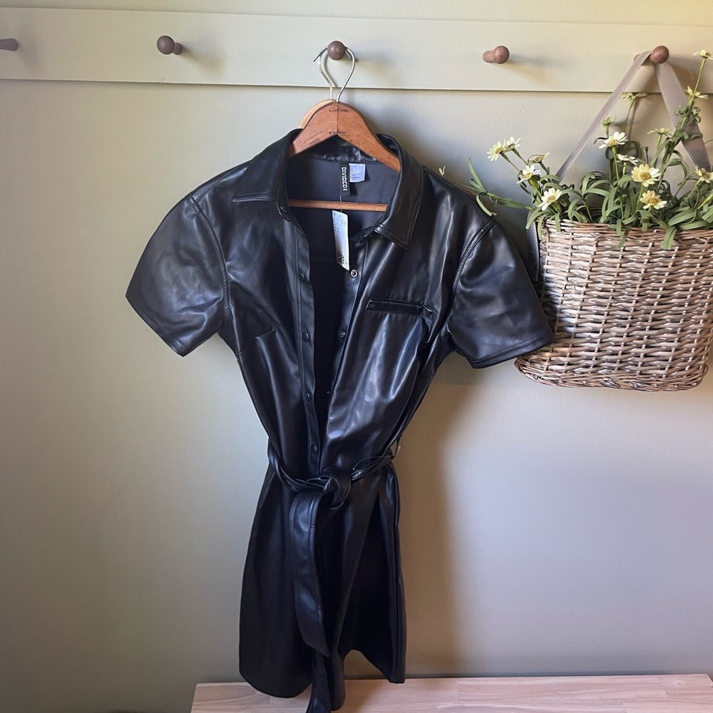 H&M~ faux leather mini dress. Perfect condition!